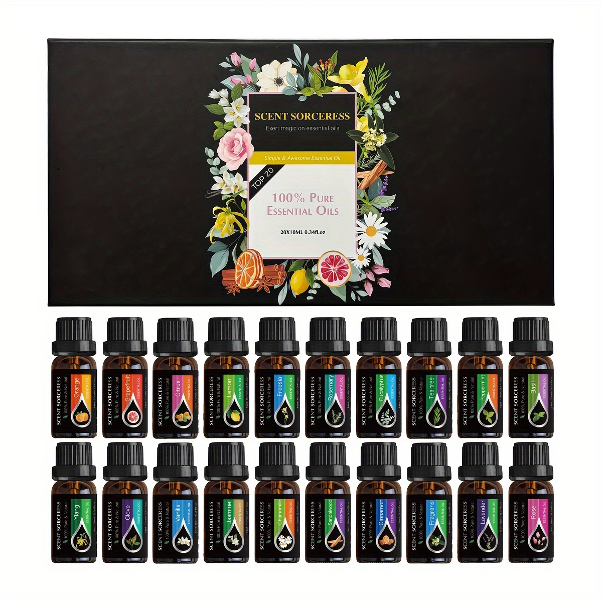 Spa And Wellness - 20pcs/set Black Classic Essential Oil Set